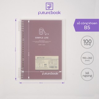 Sổ còng tiện lợi bìa nhựa size b5- dòng kẻ ngang- 100 trang. msp ck899. vpp futurebook. giao mẫu ngẫu nhiên.