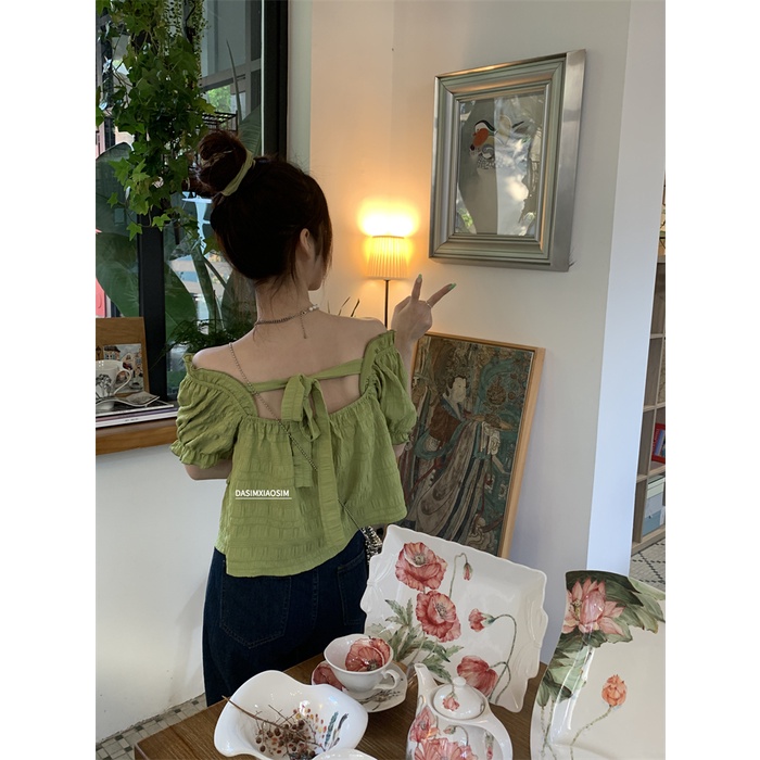 Áo Sơ Mi Tay Ngắn Màu Trơn Dễ Thương Phong Cách Hàn Quốc Cho Nữ