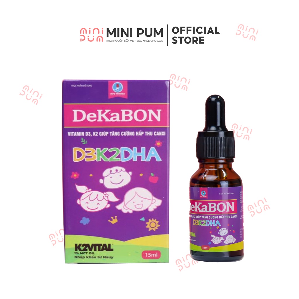Dekabon vitamin D3 K2 15ml Mini Pum phân phối chính hãng - Hỗ trợ tăng chiều cao cho bé