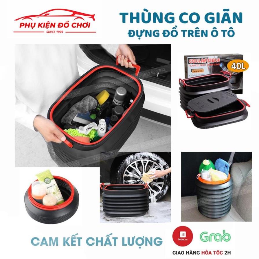 Hộp Đựng Cốp Ôtô Đa Năng Gấp Gọn,Thùng Đựng Đồ Co Giãn Tốt Dung Tích Lớn Thùng Chứa Đồ Xe Hơi -Tặng Khăn Lau Chuyên Dụng