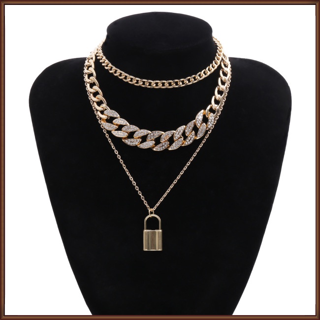 Vòng Tay / Dây Chuyền Mặt Ổ Khóa Hình Học Bằng Hợp Kim Phong Cách Cổ Điển Cho Nữ