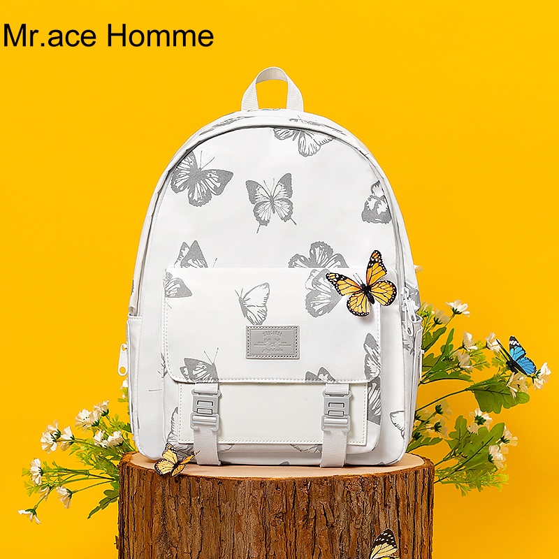 Mr. ace Homme Ba Lô Đi Học Đựng Máy Tính Sức Chứa Lớn Hình Bướm Dạ Quang Cho Nữ Sinh Đại Học