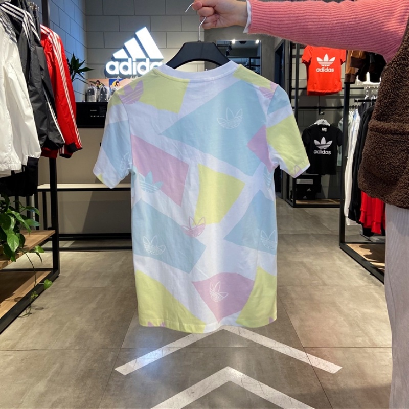 Áo Thun Thể Thao Adidas 100% Cotton Ngắn Tay Phối Màu Tương Phản Cá Tính Cho Nữ