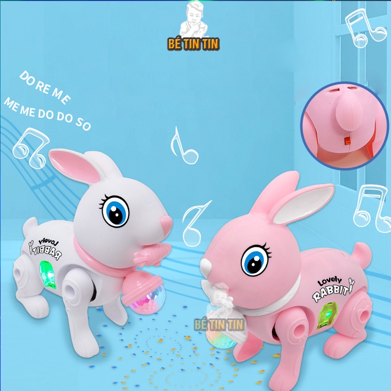 Thỏ đồ chơi , trò chơi Rabbit con thỏ biết đi, có nhạc, có đèn Led vui nhộn cho bé