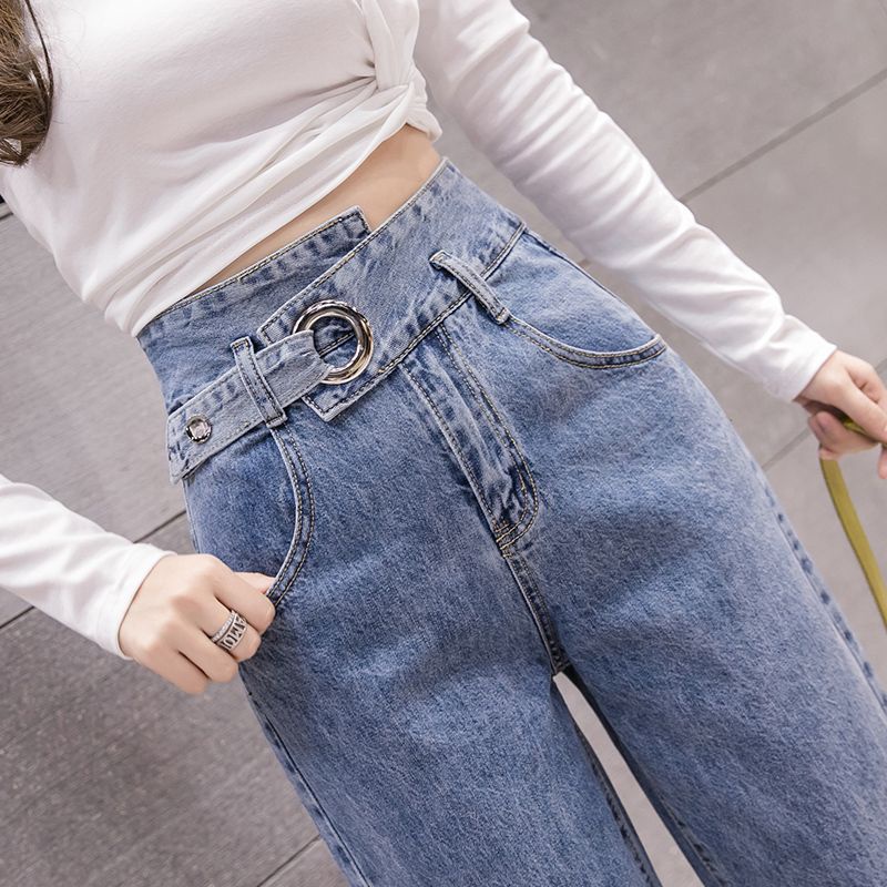 Quần Jeans Lửng Lưng Cao Phong Cách Hàn Quốc Cho Nữ