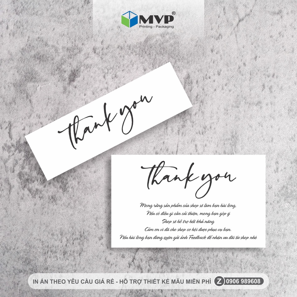 Name Card cám ơn trắng đen, Phiếu cám ơn khách hàng giá rẻ - MS: 101