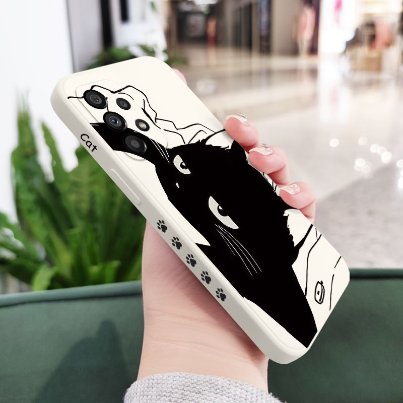 Ốp Điện Thoại Silicon Dẻo Họa Tiết Chú Mèo Dễ Thương Cho Samsung Galaxy A73 A53 A33 A23 5G