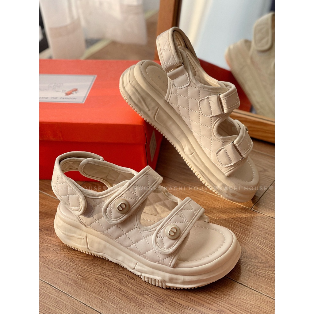 Sandal trần chỉ 2 quai dán chữ A526- kachi House