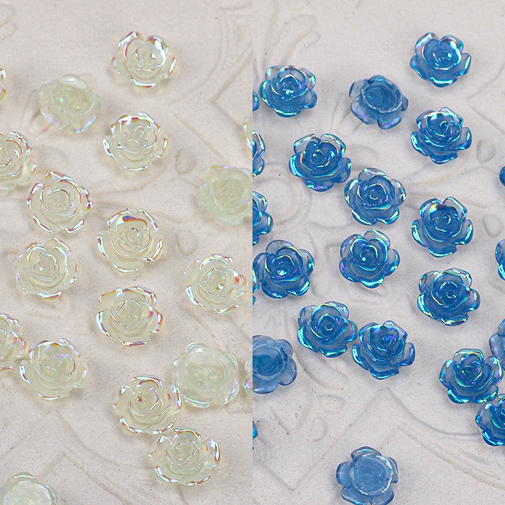 Set 50 Viên Đá Hoa Trà Trang Trí Móng Tay DIY Dễ Thương Nhẹ Nhàng