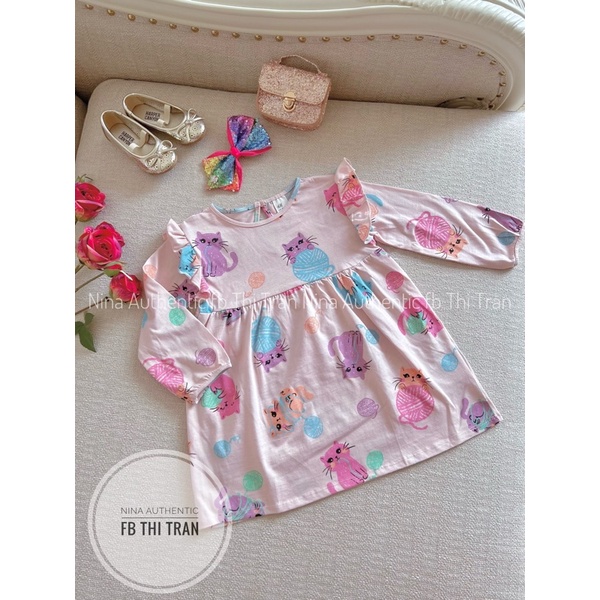 Váy tay dài cotton cho bé gái HM Auth