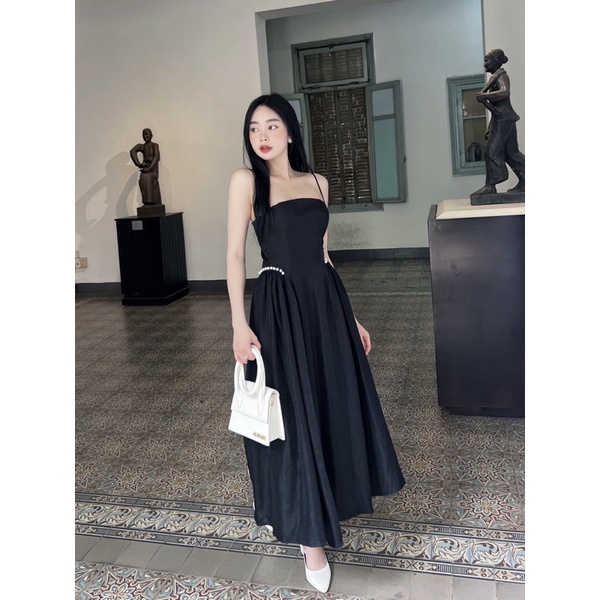 Mell10 dress - Váy dài 2 dây bồng xoè gắn ngọc Onmellem
