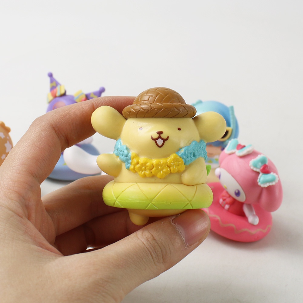 SANRIO Set 6 Mô Hình Mô Phỏng Nhân Vật Phim Hoạt Hình my melody Cinnamoroll kuromi pom purin q