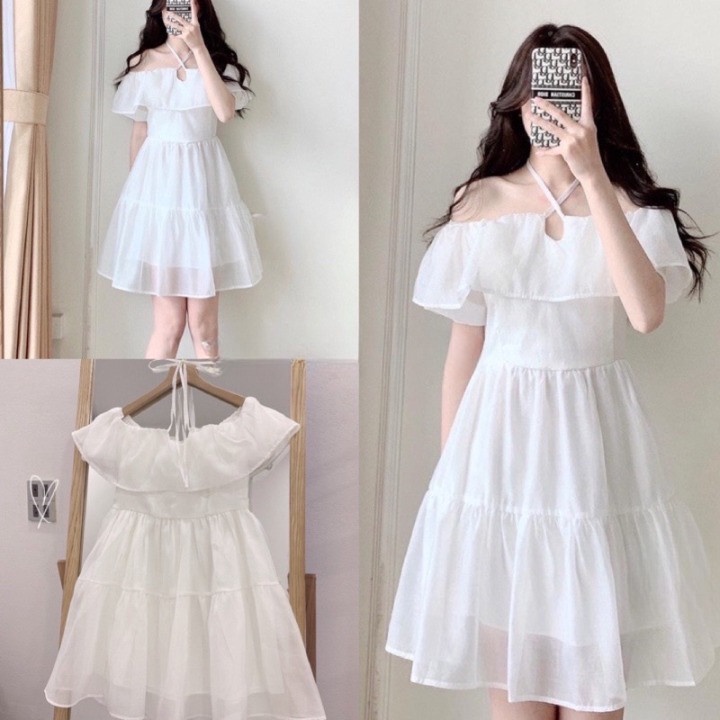 ĐẦM - VÁY nữ dây chéo Babydoll chất voan hàng hai lớp, đầm Tiểu Thư dáng Maxi Hàn Quốc