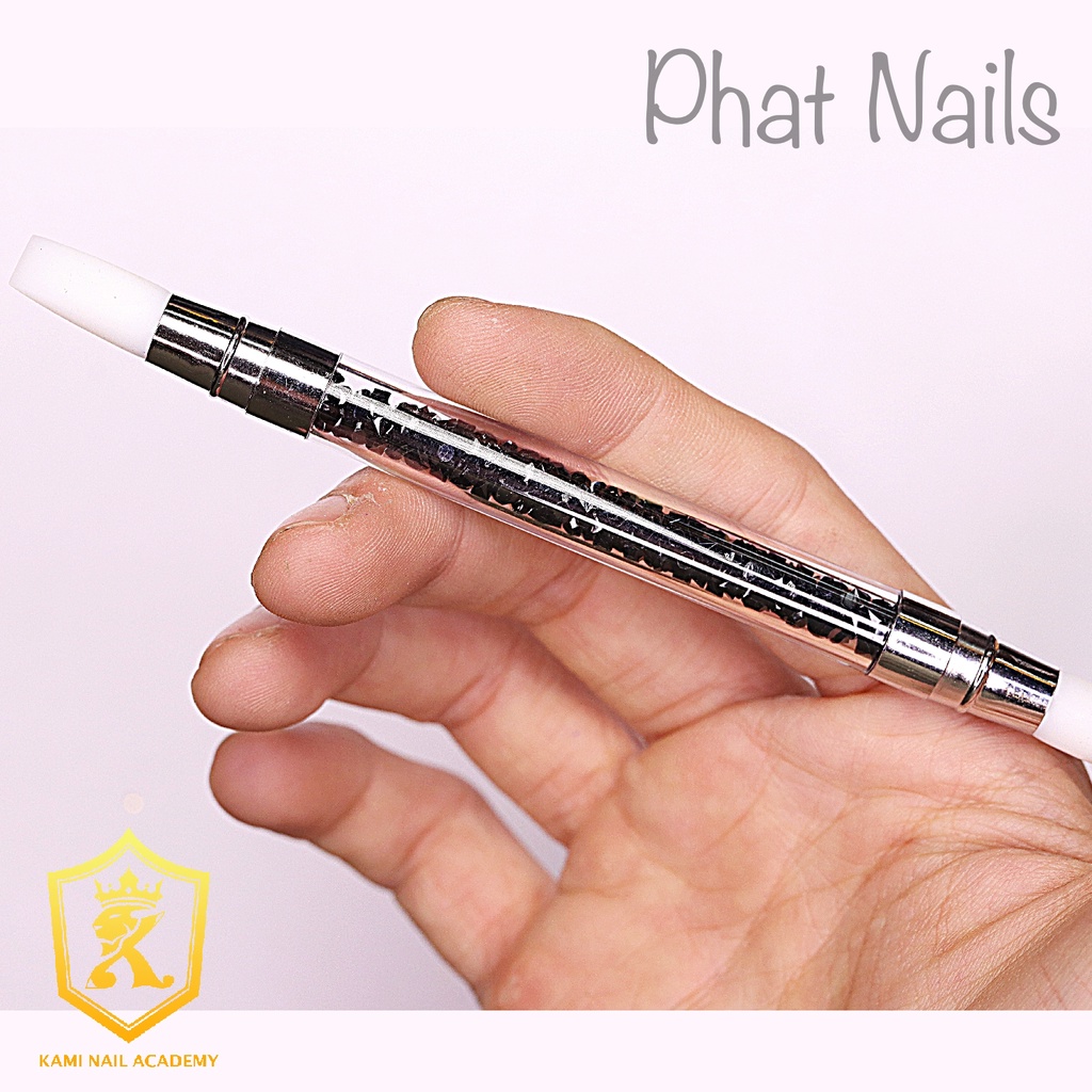 Cây silicon 2 đầu dùng để nắn gel,chà tráng gương cán ki.m cương đen