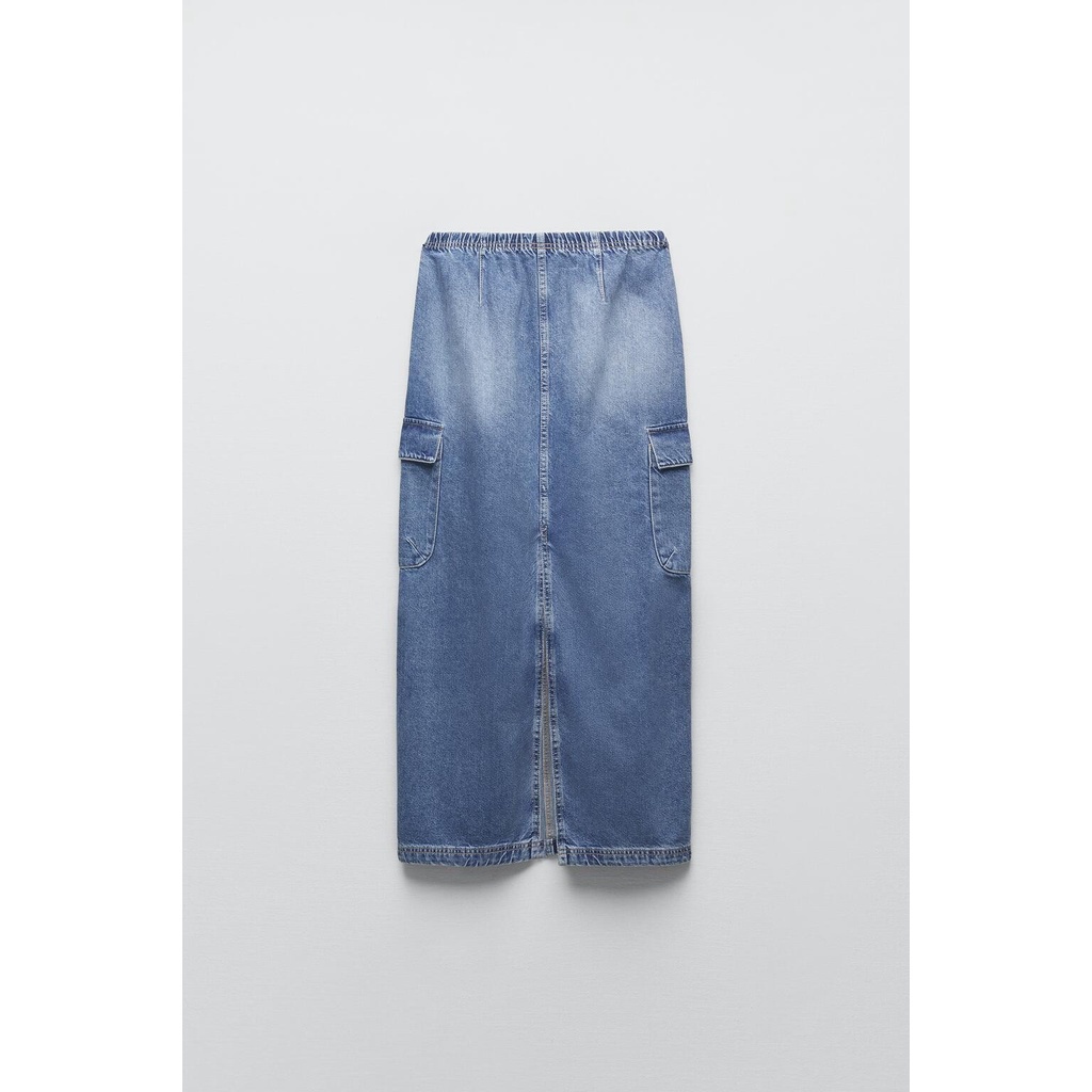 Zara Chân Chân Váy denim Lưng Cao Thời Trang Mùa Thu Dành Cho Nữ 8197200