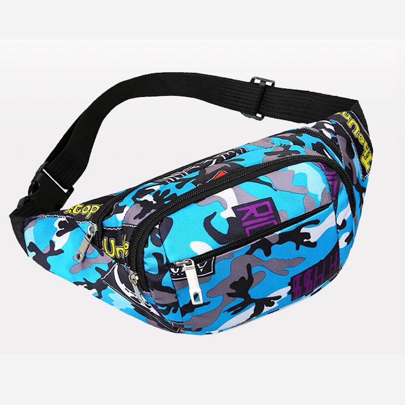Túi Đeo Chéo Loang Màu Phong Cách HipHop, Túi Bao Tử Mini Vải Canvas Phong Cách Streetwear Đường Phố