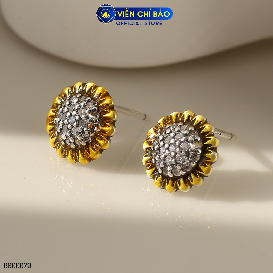 Bông tai bạc nữ Hoa Hướng Dương chất liệu bạc Thái 925 thời trang phụ kiện trang sức Viễn Chí Bảo B000070