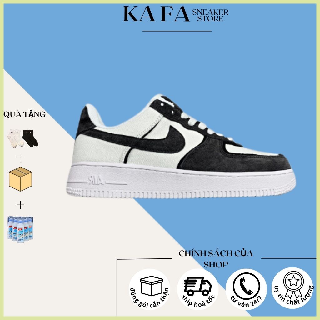 Giày AF1 Xám Lông Chuột, Giày Af1 Custom Xám Canvas, Hàng Cao Cấp Da Lộn, Thời Trang, FULL Size tặng tất tẩy giày