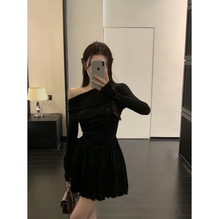 (SẴN M) ĐẦM LỆCH VAI NỮ DÀI TAY ULZZANG