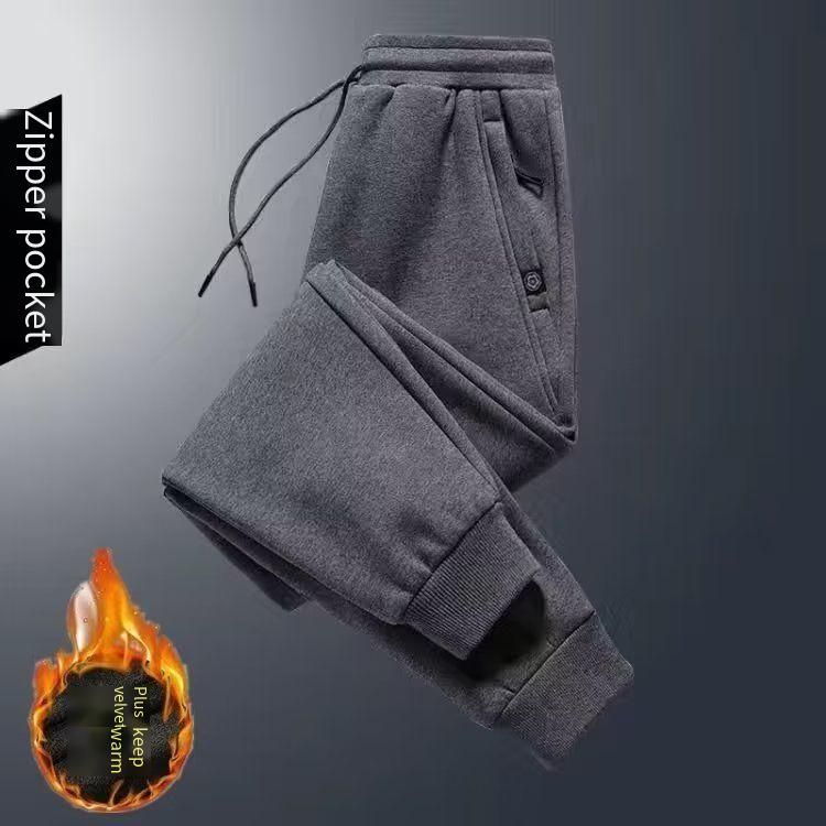 Quần Legging Thể Thao Lót Lông Cừu Dày Màu Trơn Thời Trang Mùa Đông Cho Nam Cỡ m-5xl