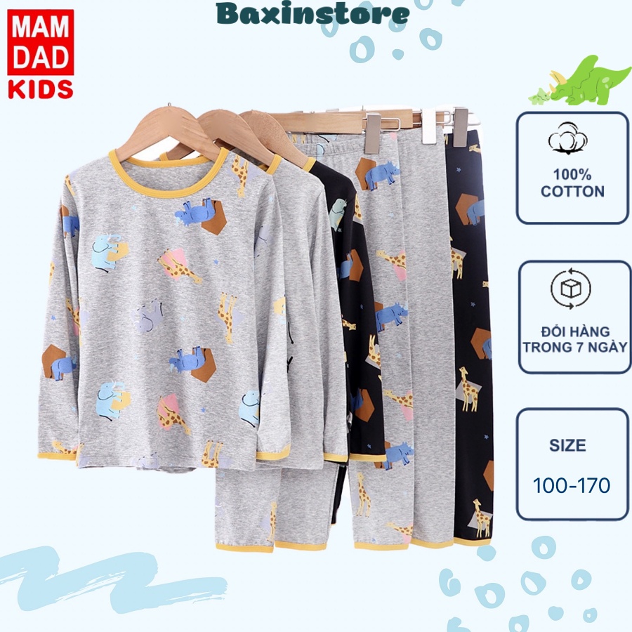 (10-50KG)BST THU ĐÔNG ĐỒ BỘ ĐỒ NGỦ DÀI TAY 100% COTTON MAMDADKIDS CHO BÉ TRAI BÉ GÁI MẶC NHÀ KHỦNG LONG SIZE ĐẠI