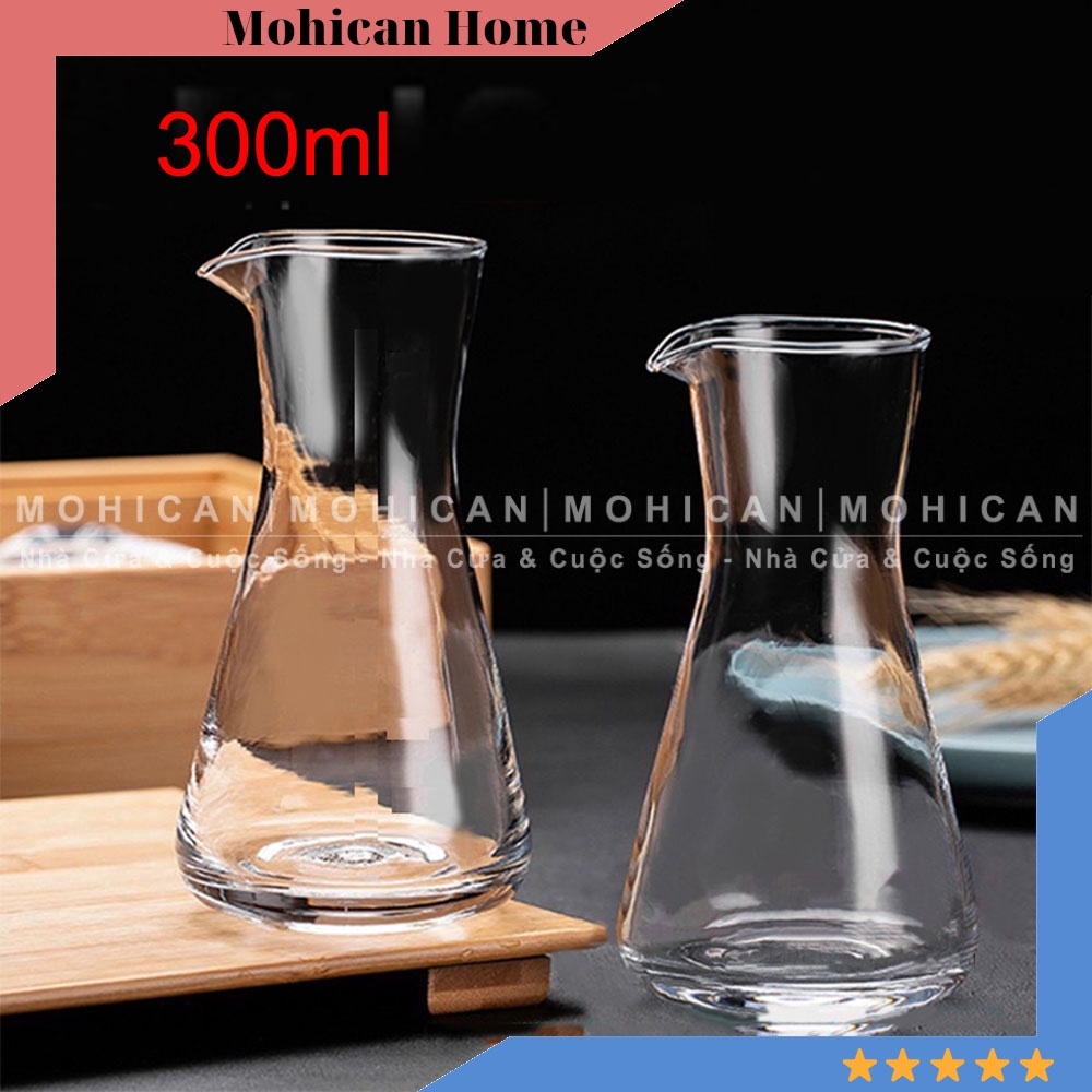 Bình rót thủy tinh có miệng nhọn lùn Deli 300ml, chai đựng chiết thở rựu vang, dùng pha chế cocktail Mohican DELG-FJQ09-