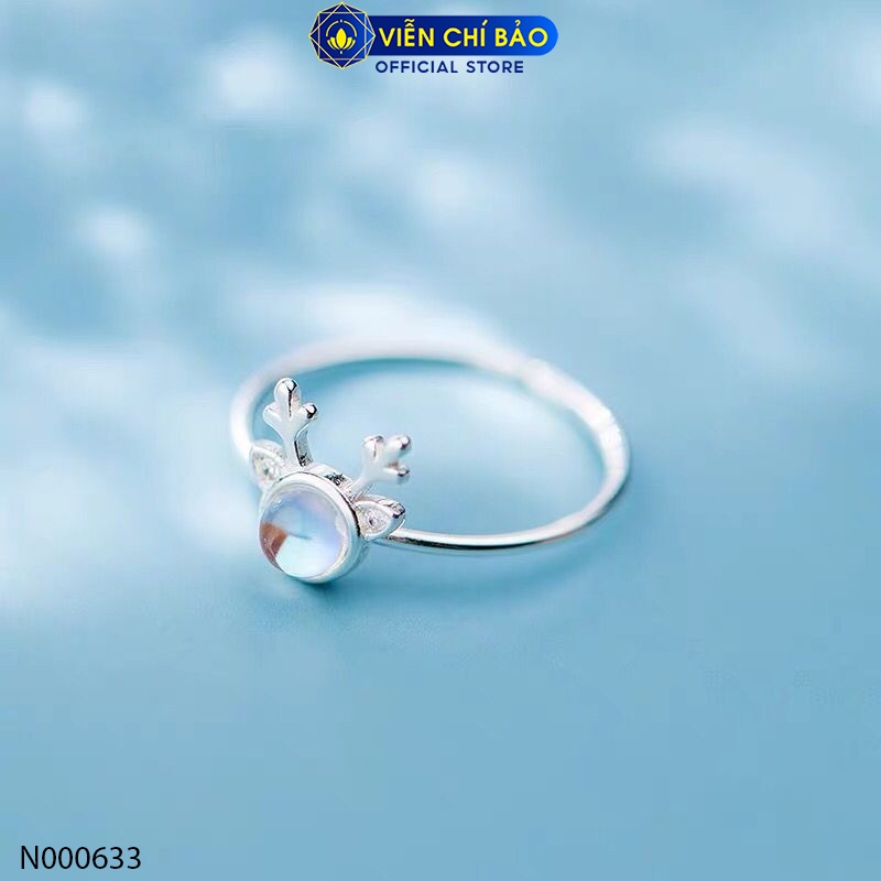 Nhẫn bạc nữ tuần lộc đá mặt trăng chất liệu bạc 925 thời trang phụ kiện trang sức Viễn Chí Bảo N000633