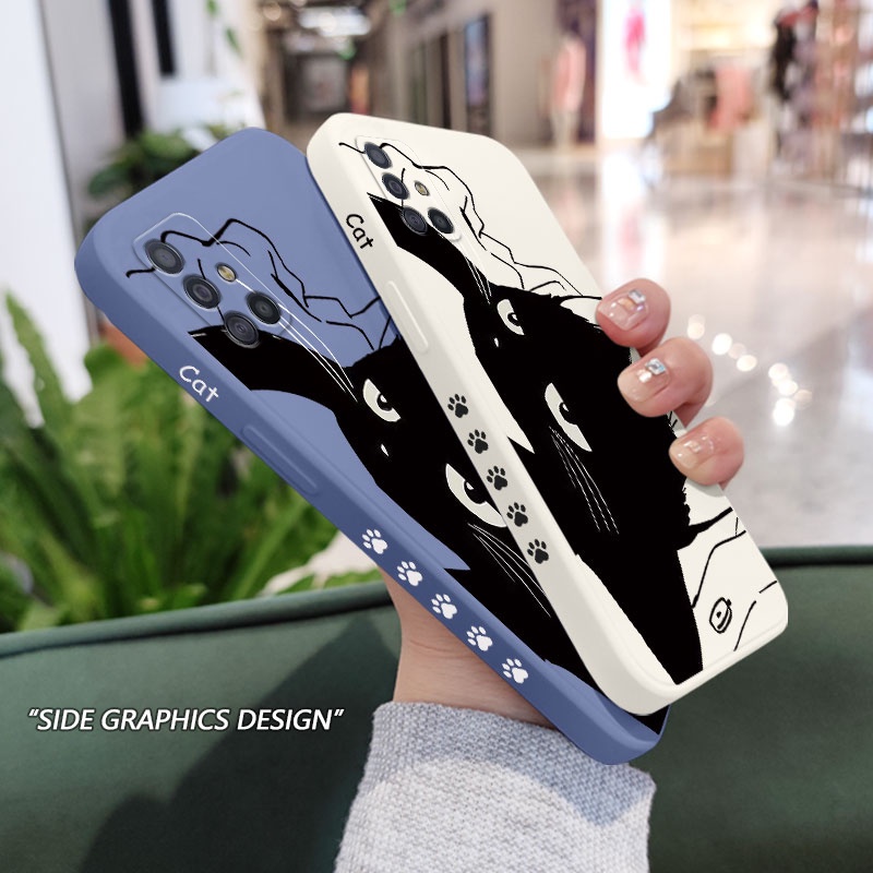 Ốp Điện Thoại Silicon Dẻo Họa Tiết Chú Mèo Dễ Thương Cho Samsung Galaxy A71 A51 4G A21S A31 A41