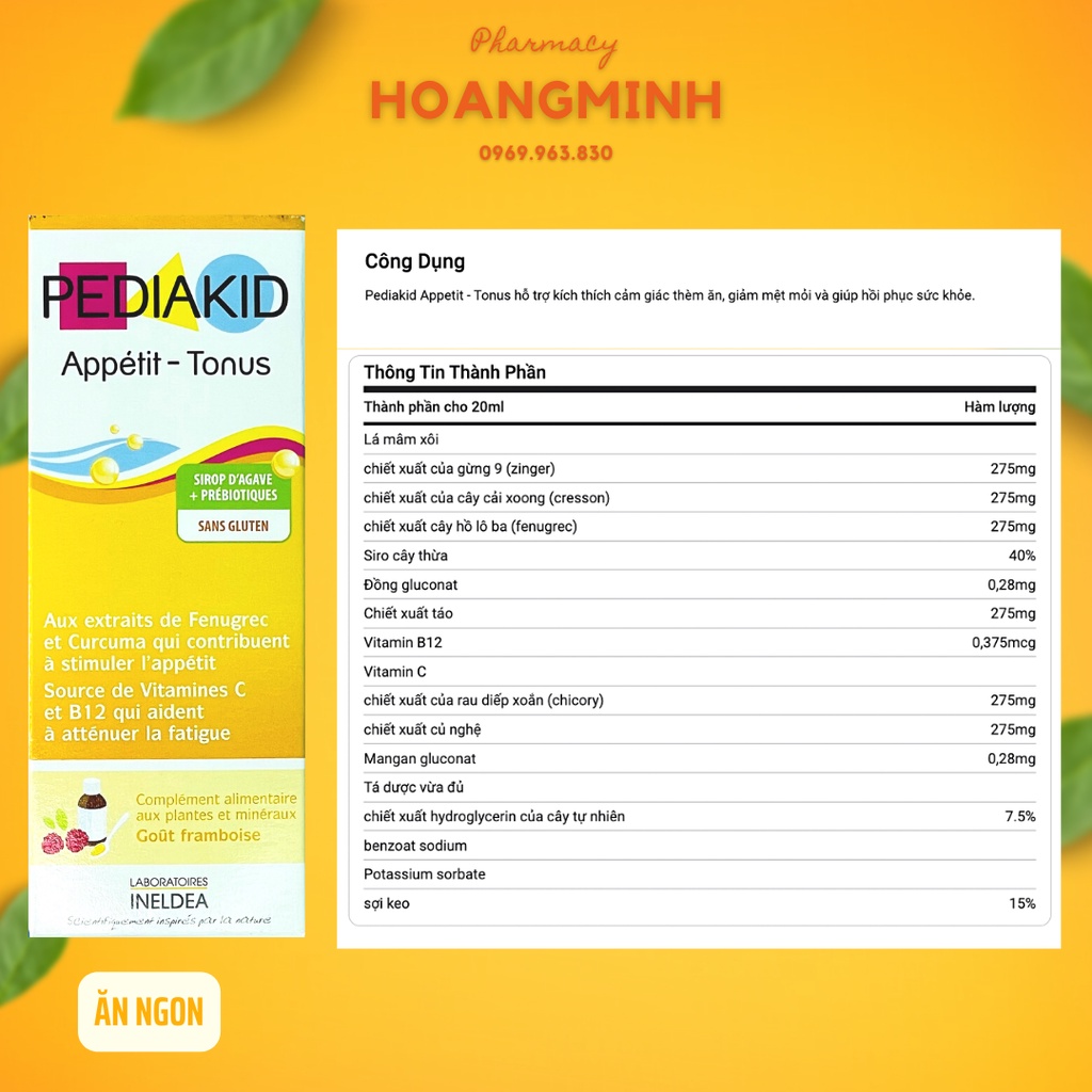 SIRO PEDIAKID  Nhập Khẩu Pháp, Giúp Bé Ăn Ngon, Tăng Đề Kháng, Chống Còi Xương, Ăn Ngon, Bổ Máu