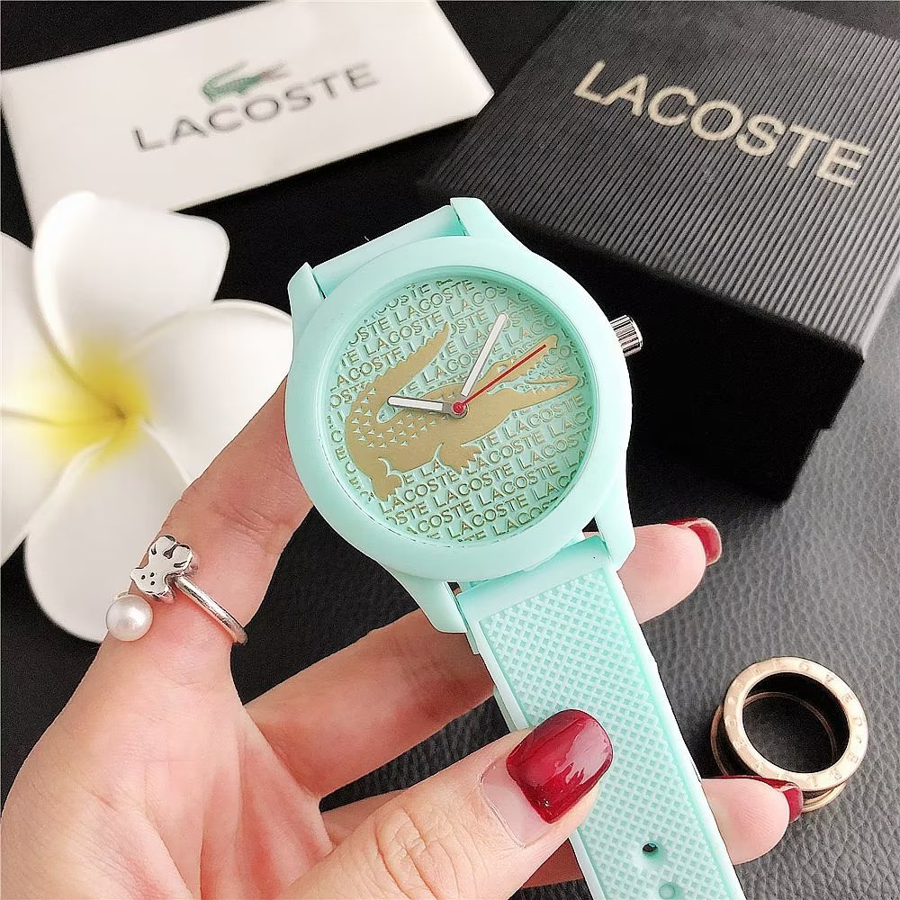 Đồng Hồ Đeo Tay Lacoste Mặt Tròn Đính Kim Cương Dây Da Dành Cho Cặp Đôi