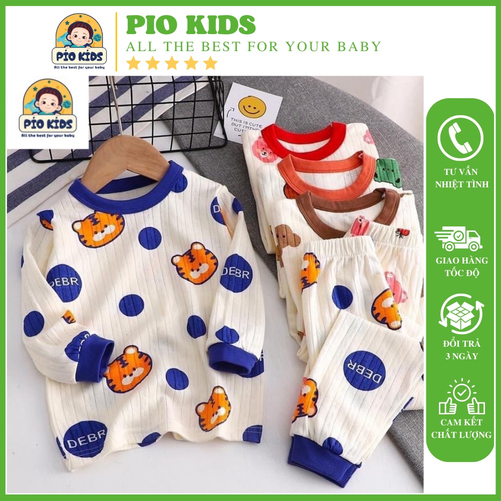 Bộ quần áo bé trai, bé gái cao cấp PiOKids hình Gấu dành cho bé từ 1 - 8 tuổi (NB_02)
