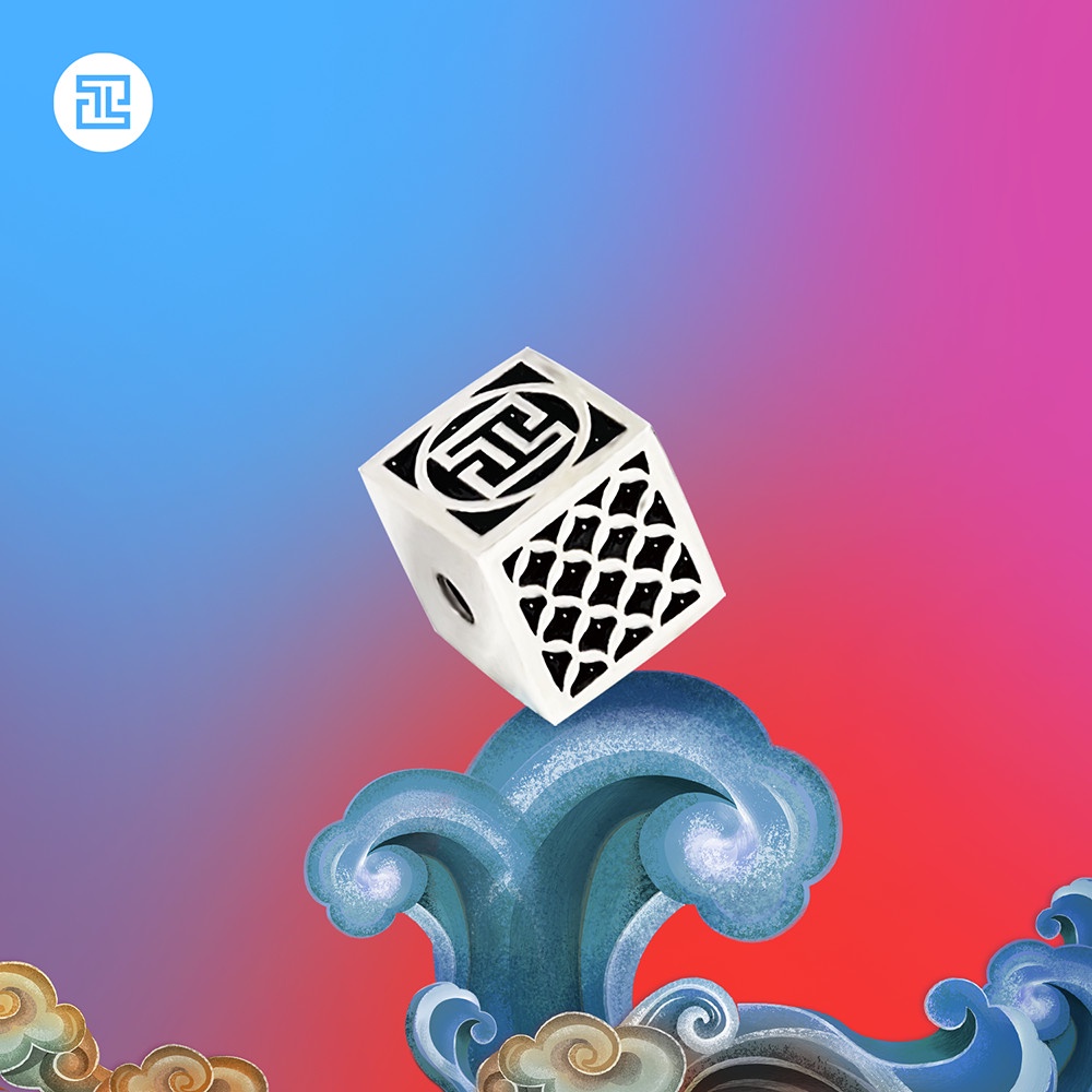 TINH LÂM Vòng Tay Phong Thủy Đá Mã Não Đen 10 Li - Vuông Vảy Rồng Kết Hợp