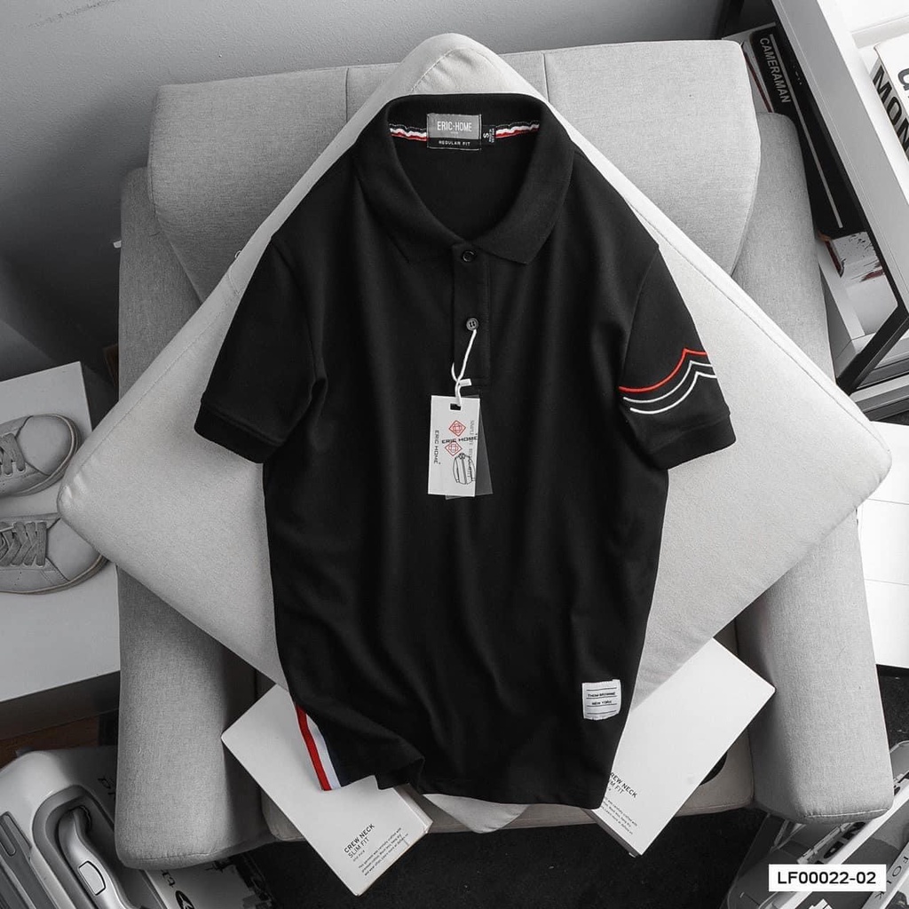 Áo polo nam cá mập chuẩn fom đẹp nét 2 màu cơ bản, áo thom cá mập