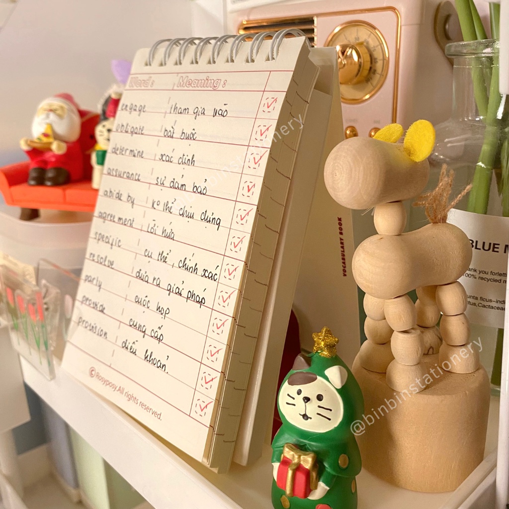 Sổ tay ghi chú từ vựng Rosy Pony Word Book phong các Retro, có thể đứng được STGC