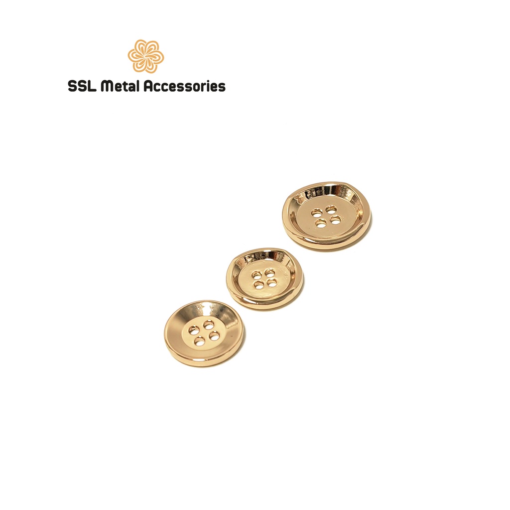 Cúc áo kim loại cao cấp hình tròn 4 lỗ dùng cho áo sơ mi, áo thời trang, áo dạ  JLZ-221215-1/ JLZ-221215-2 15mm và 18mm