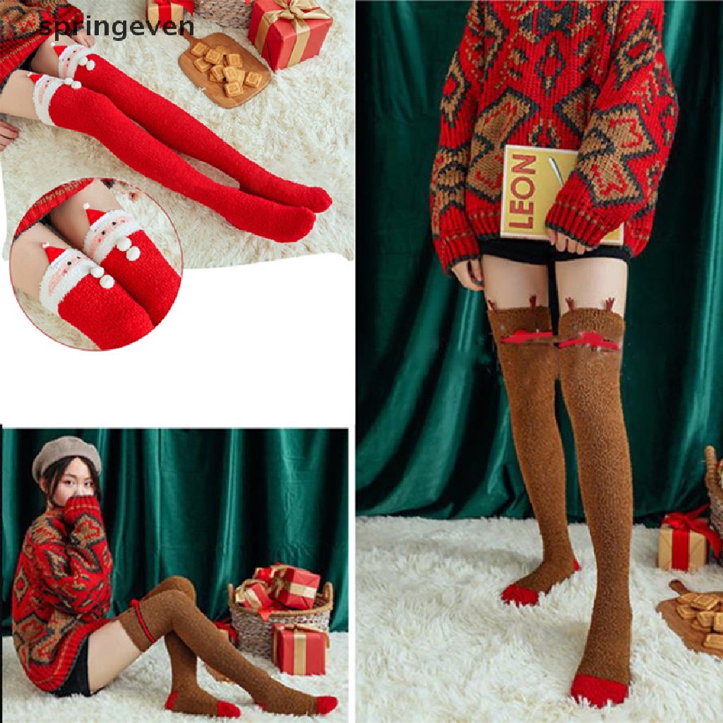 1 Đôi Tất Chân Giữ Ấm Họa Tiết Hoạt Hình Phong Cách Giáng Sinh