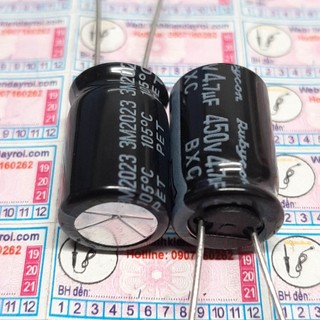 5 cái tụ hóa điện 4.7uf 450v 4.7uf450v 450bxc4r7 ±20% kích thước 10x16mm chính hãng rybycon