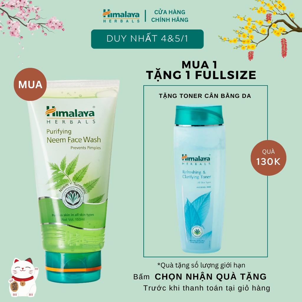 Sữa rửa mặt dịu nhẹ giúp giảm mụn chiết xuất từ lá neem Himalaya Purifying Neem Face Wash 150ml