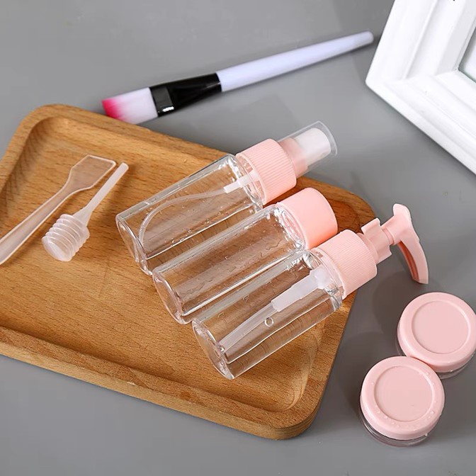 Bộ phụ kiện chiết mỹ phẩm 9 món xanh dương/hồng nhỏ gọn mang theo du lịch