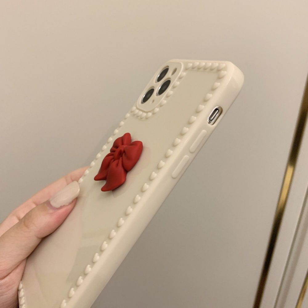 Ốp Điện Thoại TPU Mềm Chống Trượt Chống Rơi Đính Nơ Hồng Cho IPhone 13 12 11 Pro X Xs Max XR 8 7 Plus SE