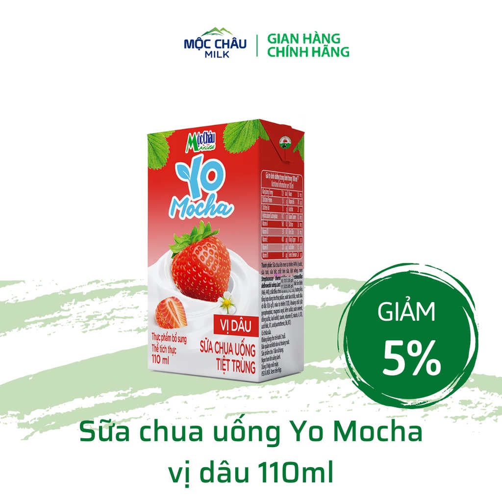 Thùng 48 hộp Sữa chua uống tiệt trùng vị dâu Yo Mocha (110mlx48)