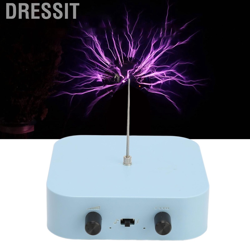 Dressit Music Tesla Coil 2 Modes Bluetooth Plasma Speaker Wireless Power Transmission Desktop Mini Toy Haze Blue 100‑240V