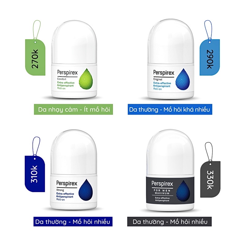 Lăn khử mùi Perspirex Original: khử mùi hôi nách, giảm tiết mồ hôi loại vừa