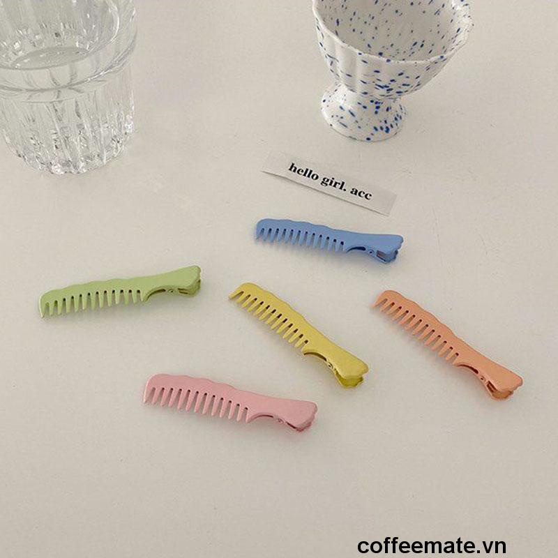 【coffeemate】⚡ Kẹp tóc hình chiếc lược màu sắc ngọt ngào dễ thương phong cách Hàn Quốc dành cho nữ