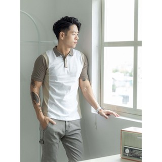 Áo Polo Taupe Placket Block 