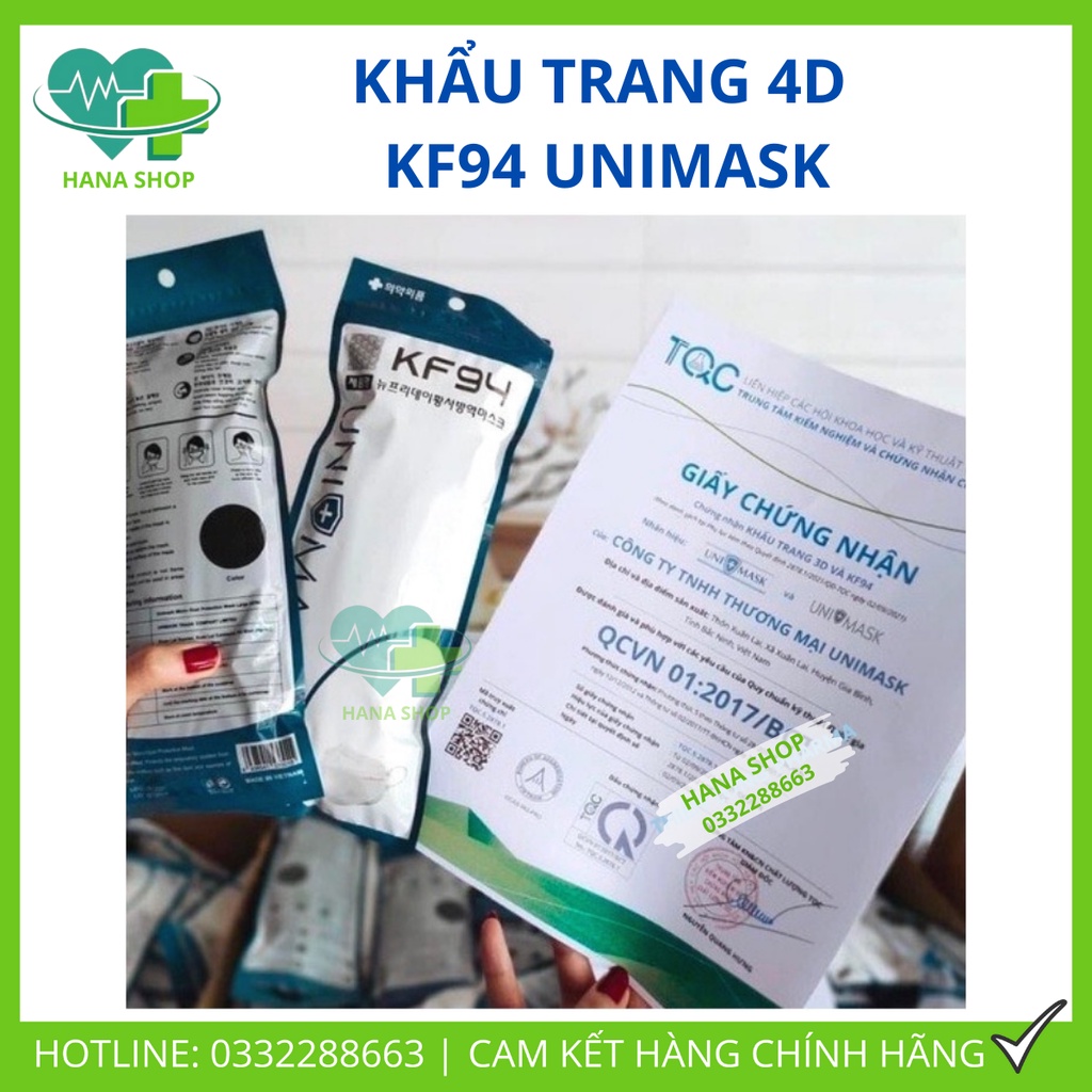 [Set 100 Cái] Khẩu Trang KF94 UNI MASK 4 Lớp Dày Dặn, Kiểu Dáng 4D Hàn Quốc Hàng Chính Hãng Lọc Bụi Mịn