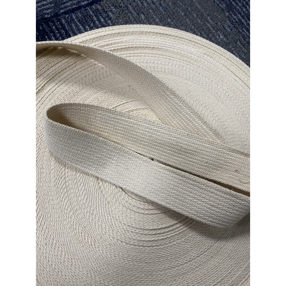 Dây đai cotton màu mộc bản 3.7cm làm quai đeo túi xách balo Shark Brand Shark Sport