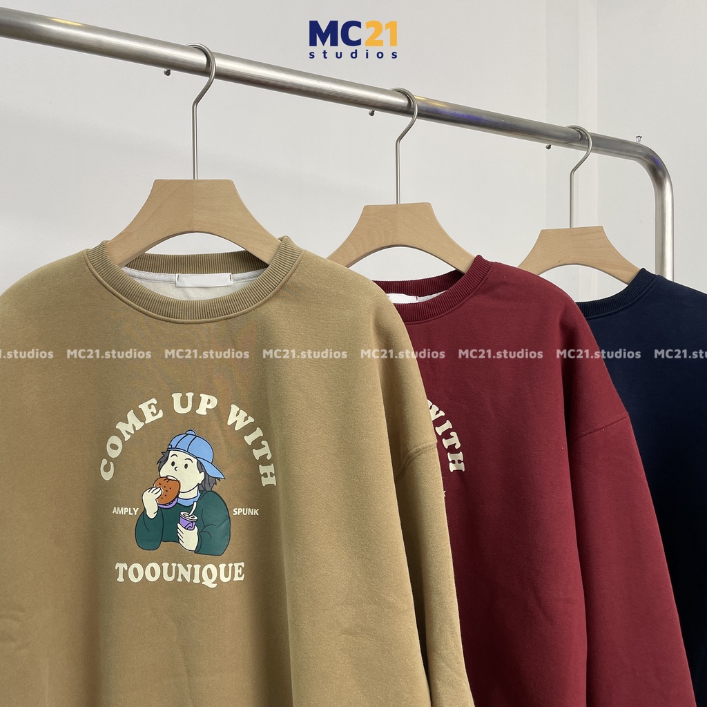 Áo sweater MC21.STUDIOS oversize Unisex nam nữ form rộng Ulzzang Streetwear Hàn Quốc chất nỉ lót lông cao cấp A3440