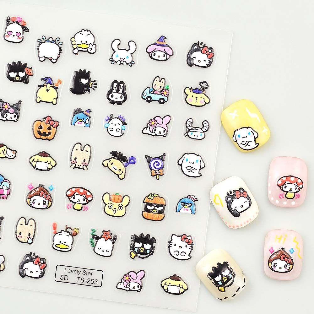 Hình Dán Trang Trí Móng Tay Họa Tiết Mèo Kitty Vịt Dễ Thương Dành Cho Nữ