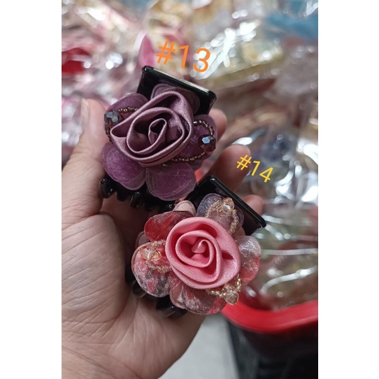 Kẹp tóc càng cua 3 - 5 răng đính hoa vải  handmade